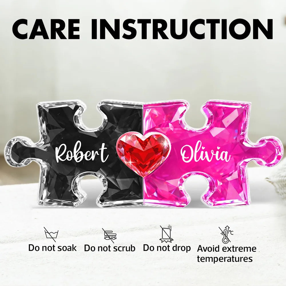 Personalized Puzzle Piece Keepsake for Couples with Heart Design - Romantic Gift Plaque MagicInPrints