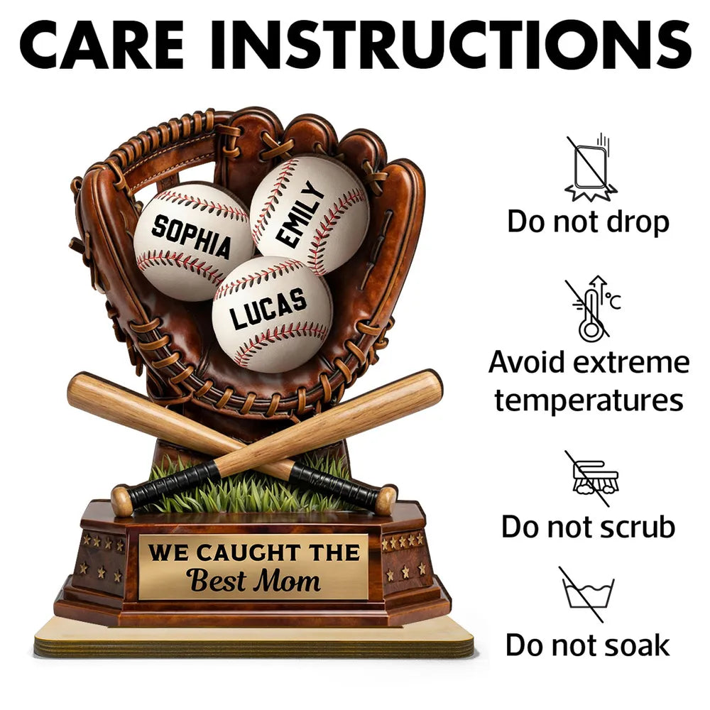 Personalized Baseball Trophy for Mom - Custom Names for Mother's Day Gift Plaque MagicInPrints
