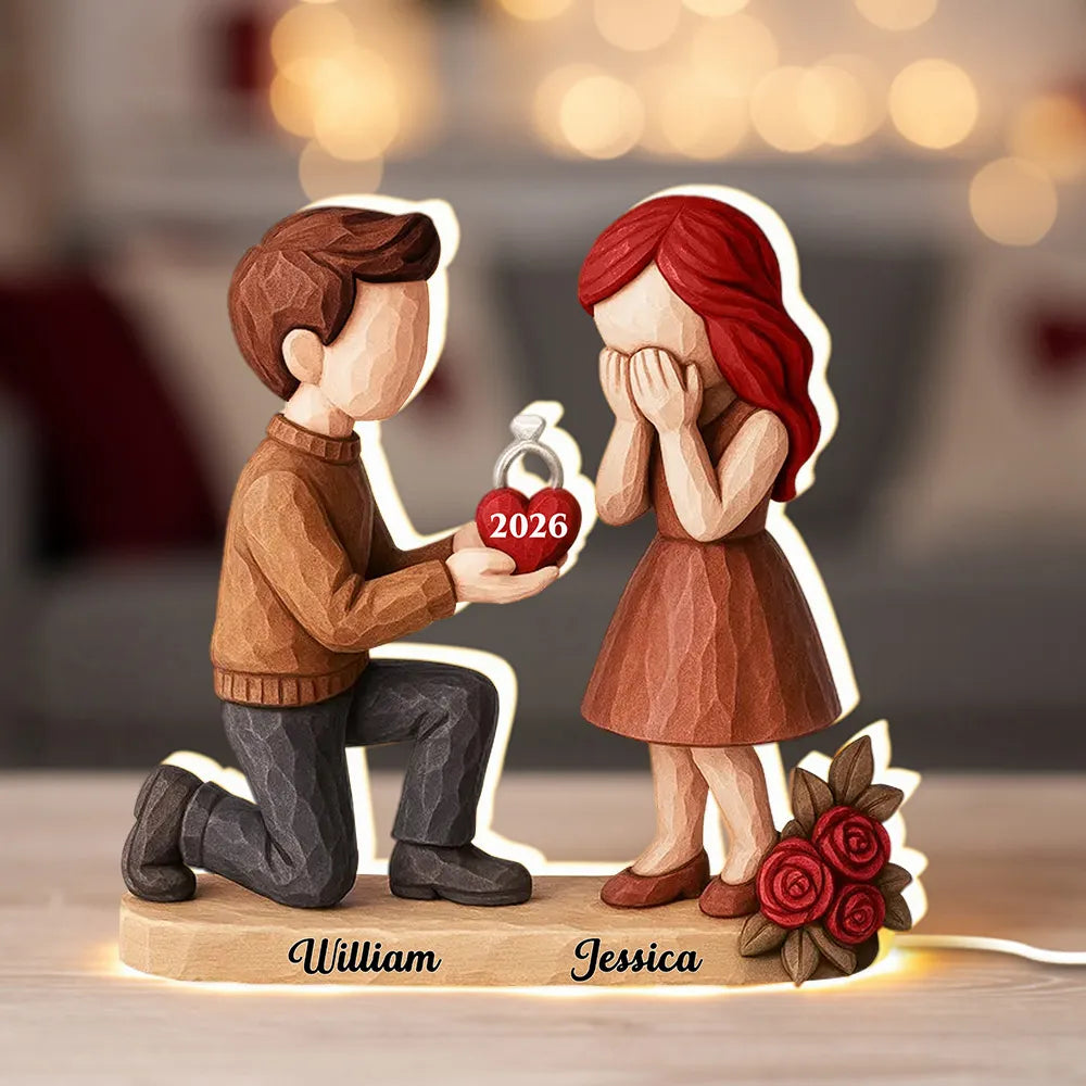Personalized Wooden Couple Figurine - Engagement Gift for Couples Plaque MagicInPrints