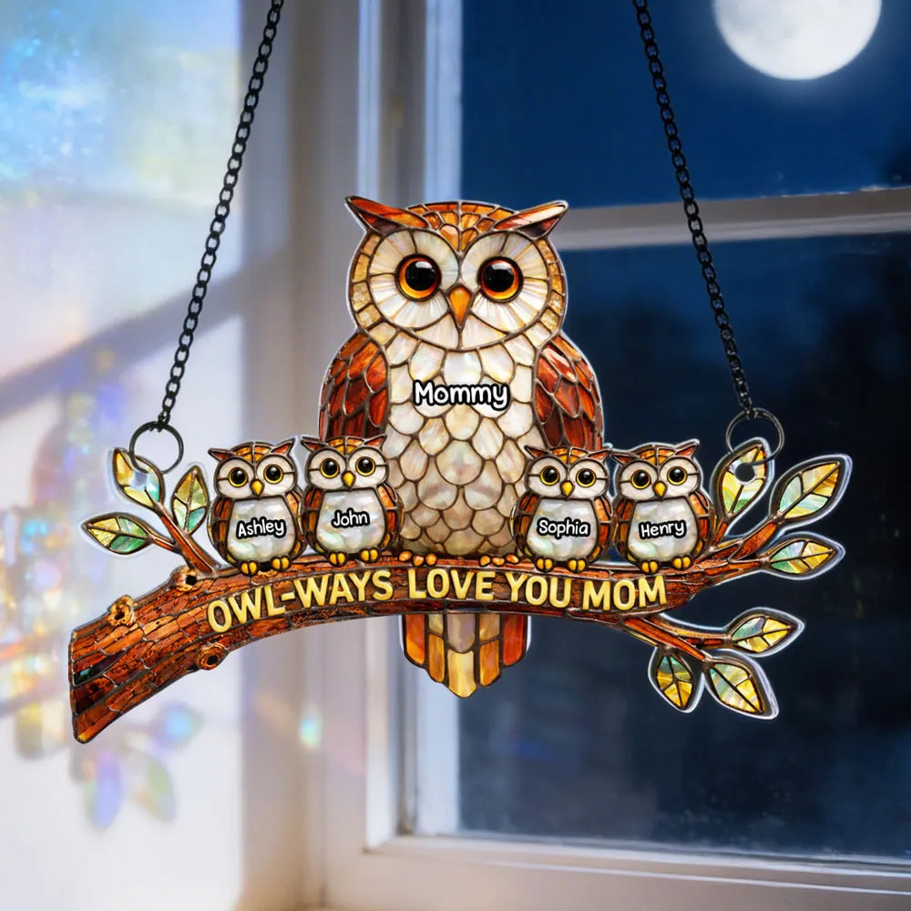 Personalized Owl Family Suncatcher for Moms - Mother's Day Gift Ornament MagicInPrints