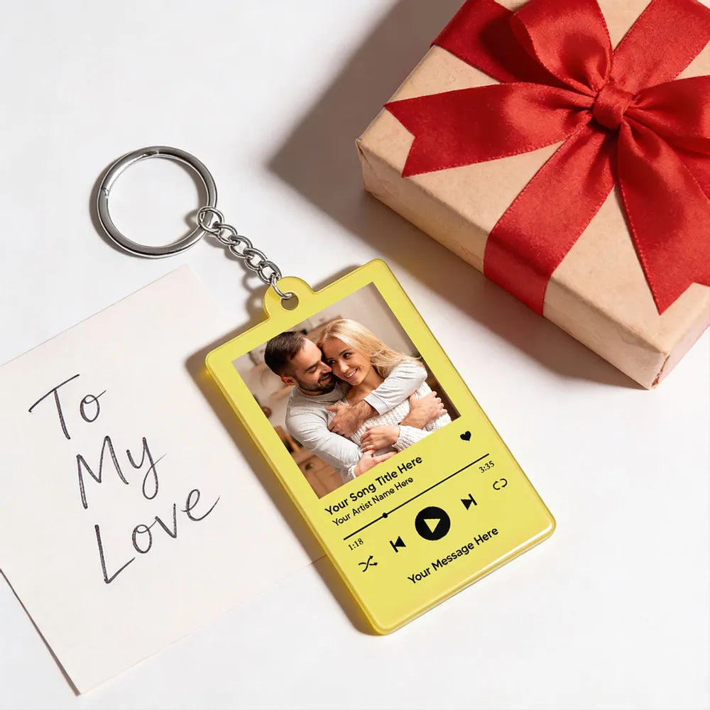 Custom Music Plaque Keychain for Couples with QR Code - Wedding Gift Keychain MagicInPrints