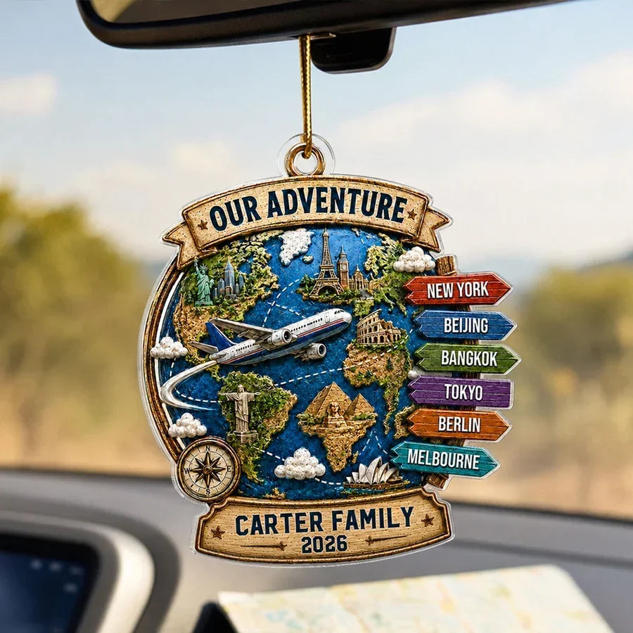 Personalized Acrylic Travel Ornament Gift for Family Couple