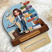 Load image into Gallery viewer, Personalized 2-Layer Wooden Travel Plaque Unique Gift for Adventurers

