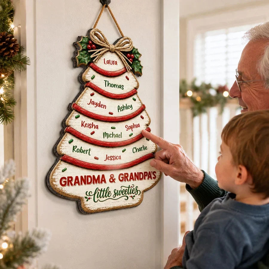 Personalized Wooden Sign for Grandma & Grandpa's Family Gift