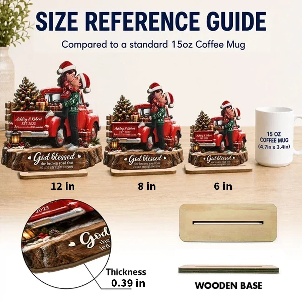 Personalized 2-Layer Wooden Plaque Kissing Couple Gift for Couples Christmas