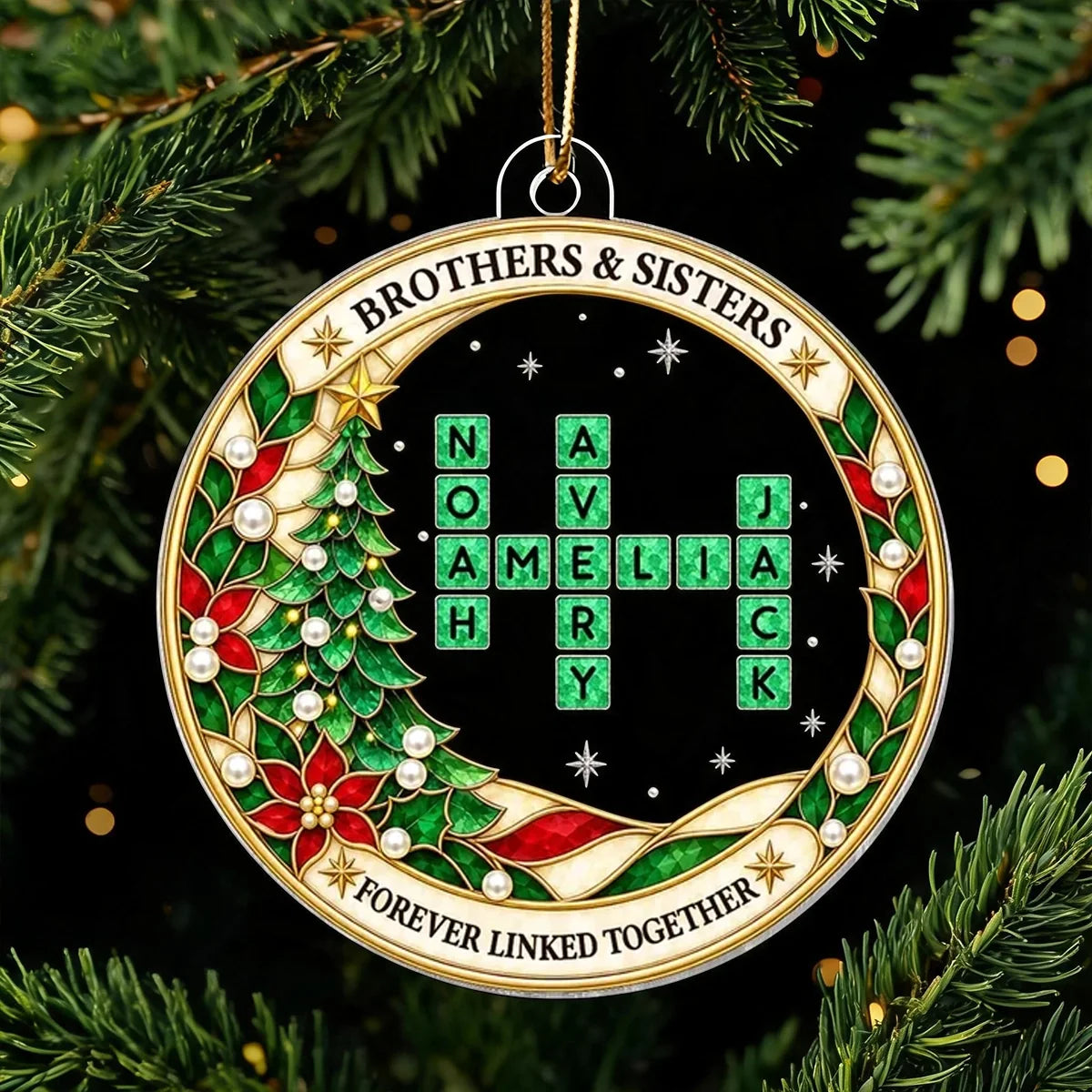 Personalized Acrylic Sibling Ornament Holiday Gift for Christmas