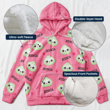 Load image into Gallery viewer, Personalized Youth Flannel Hoodie Cute Dumpling Print Gift for Kids
