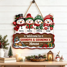 Load image into Gallery viewer, Personalized Snowman Family Wooden Sign Gift for Grandparents Christmas Decor

