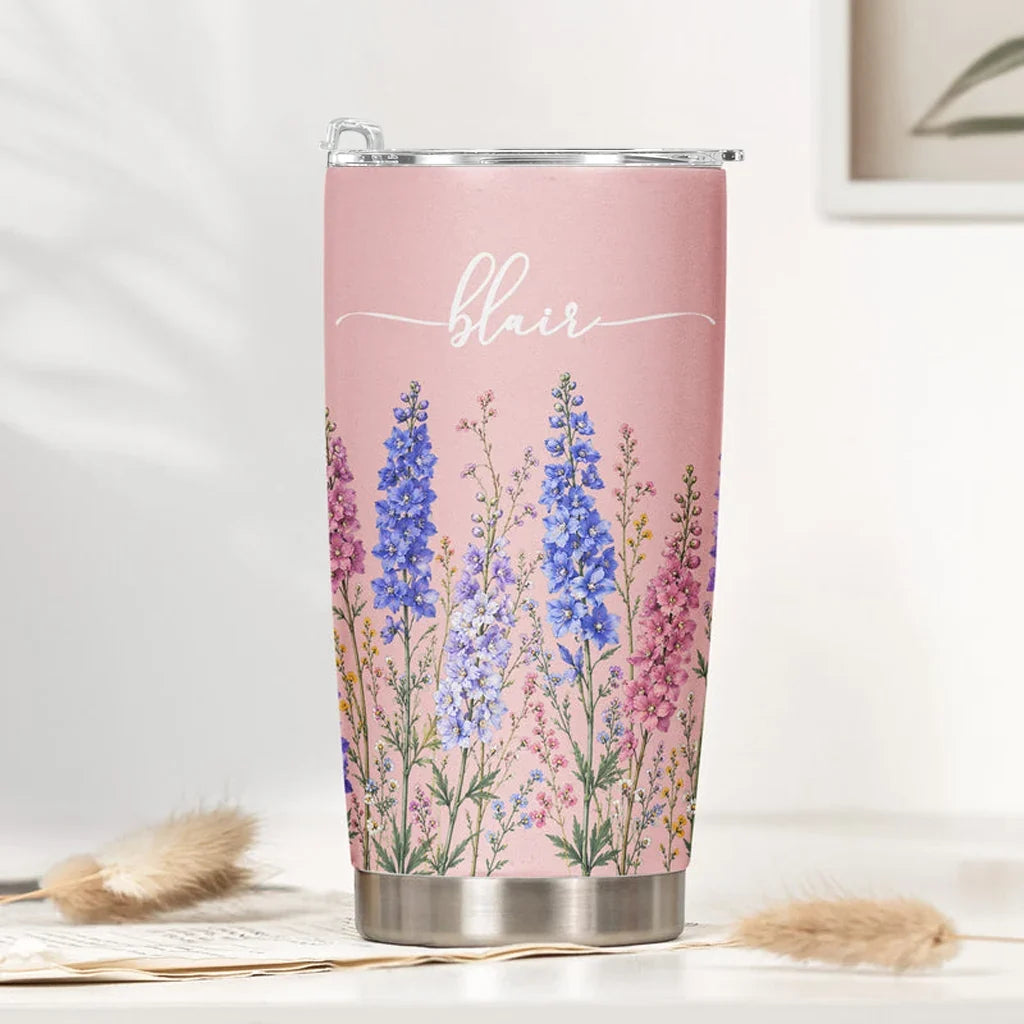 Personalized Insulated Travel Tumbler Custom Floral Gift for Sister