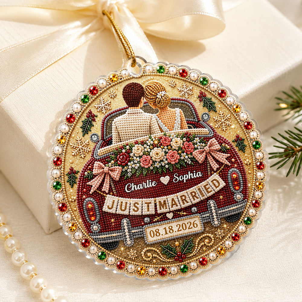 Personalized Acrylic Wedding Car Ornament Gift for Couple
