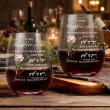 Load image into Gallery viewer, Personalized Wine Glass with Floral Quote Gift for Daughter-in-Law
