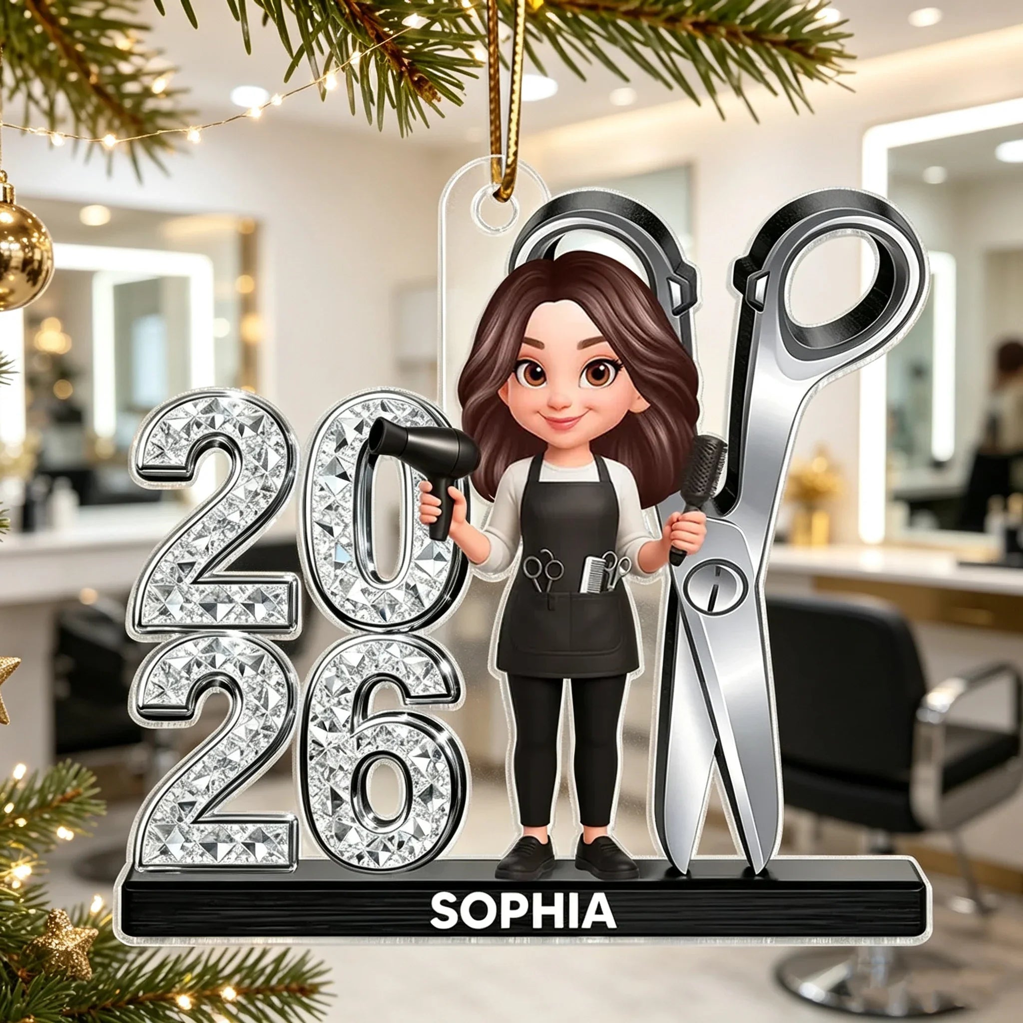 Personalized Acrylic Ornament for Hairdressers Creative Gift