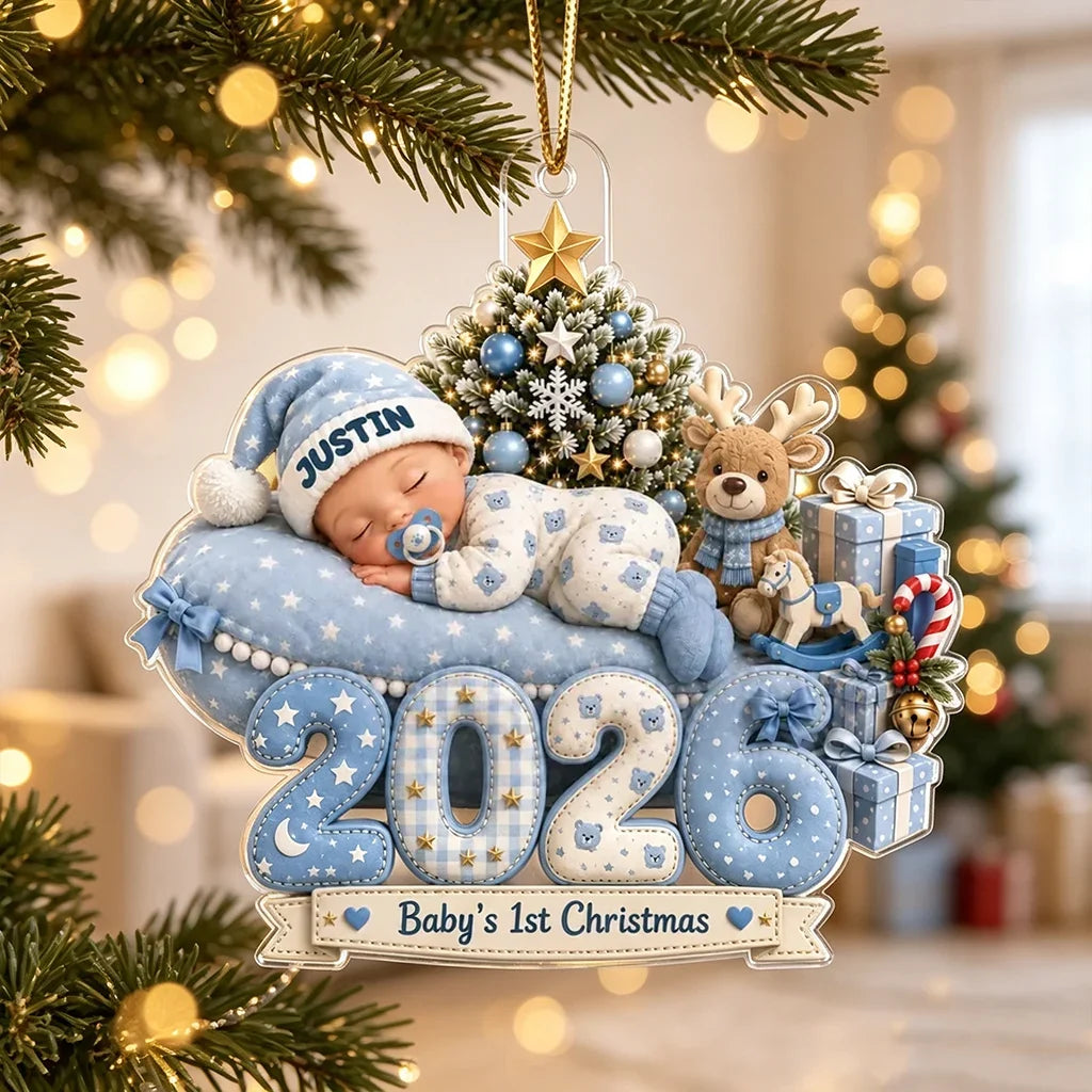 Personalized Acrylic Ornament Baby's 1st Christmas Gift for New Parents