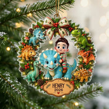 Load image into Gallery viewer, Personalized Dinosaur Acrylic Ornament Gift for Kids Christmas
