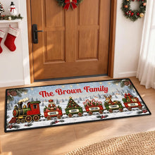 Load image into Gallery viewer, Personalized Premium Doormat Family Holiday Train Gift
