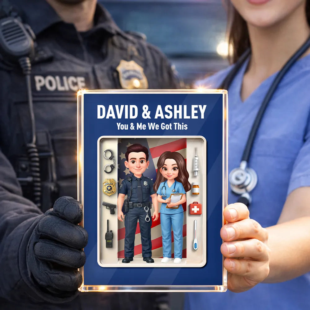 Custom Police and Nurse Figurine Display for Couples - Personalized Gift Plaque MagicInPrints