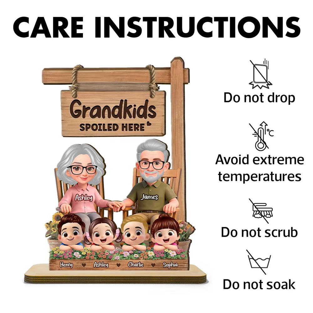 Personalized Grandparents Wooden Sign with Cartoon Characters - Family Gift Plaque MagicInPrints