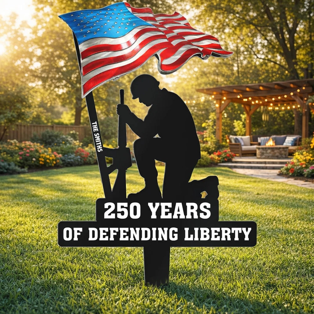 Personalized Patriotic Yard Sign for Veterans - 250 Years of Defending Liberty Sign MagicInPrints