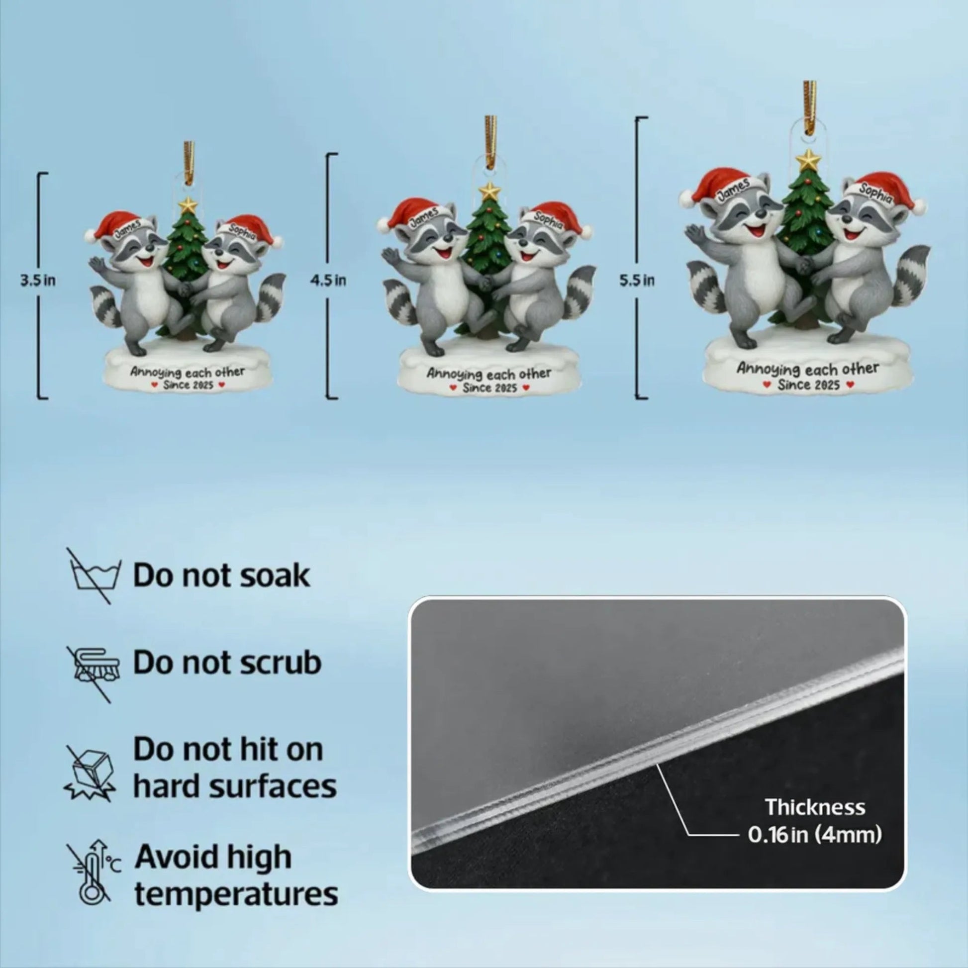 Personalized Raccoon Couple Christmas Ornament - Funny Holiday Gift Ornament MagicInPrints