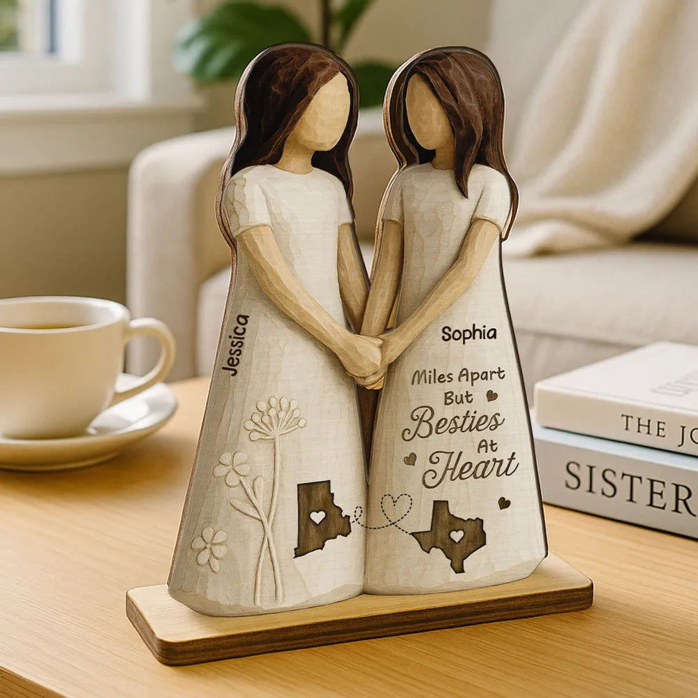 Personalized Best Friends Wooden Figurine - Long Distance Friendship Gift Plaque MagicInPrints