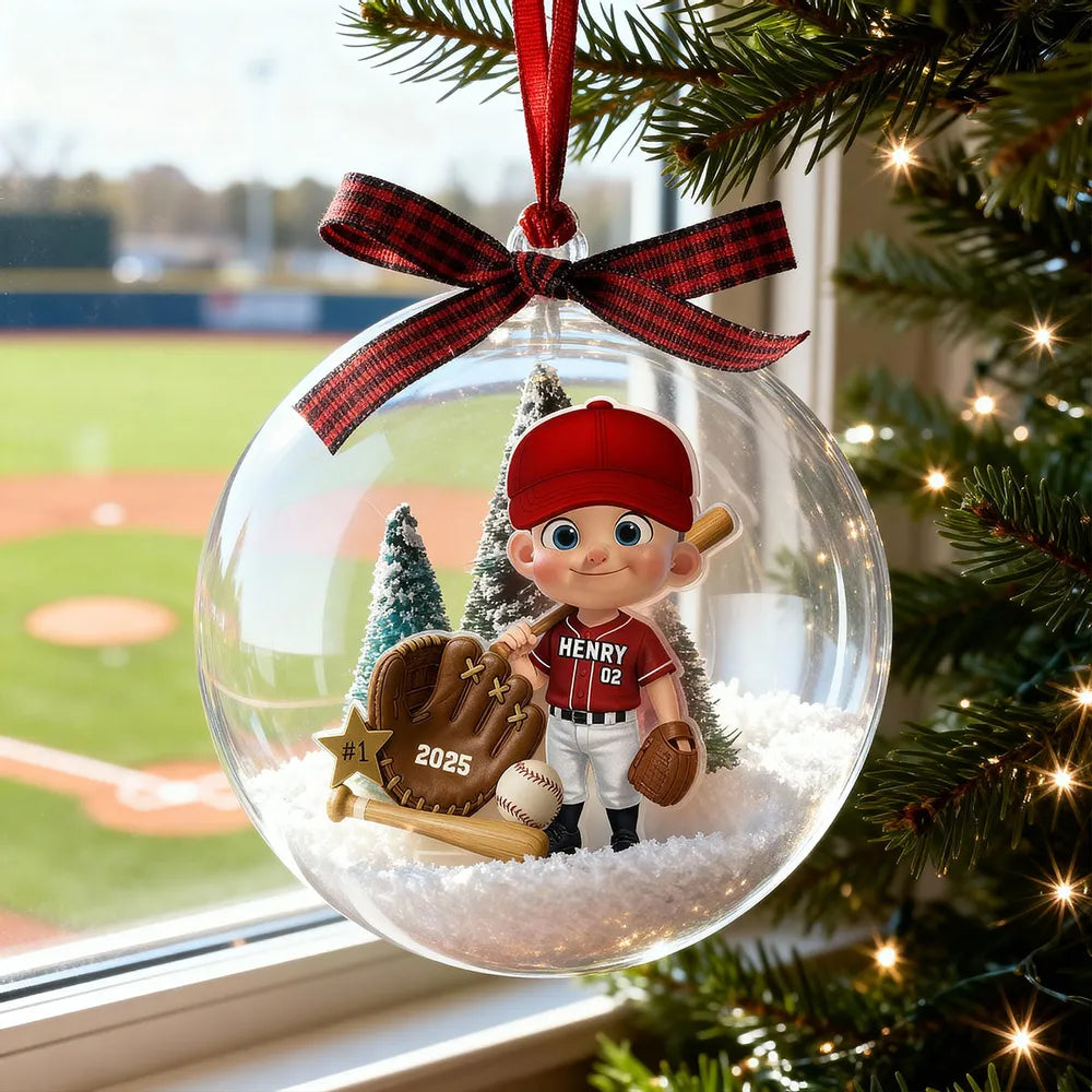 Personalized Baseball Christmas Ornament for Kids - Custom Name and Year Keepsake Ornament MagicInPrints