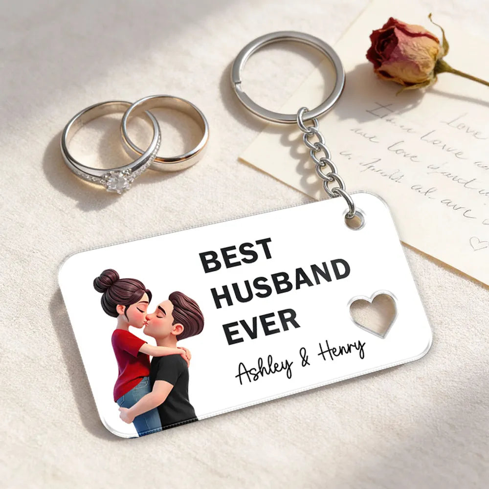 Personalized Keychain for Wife with Heart Design - Romantic Gift Keychain MagicInPrints