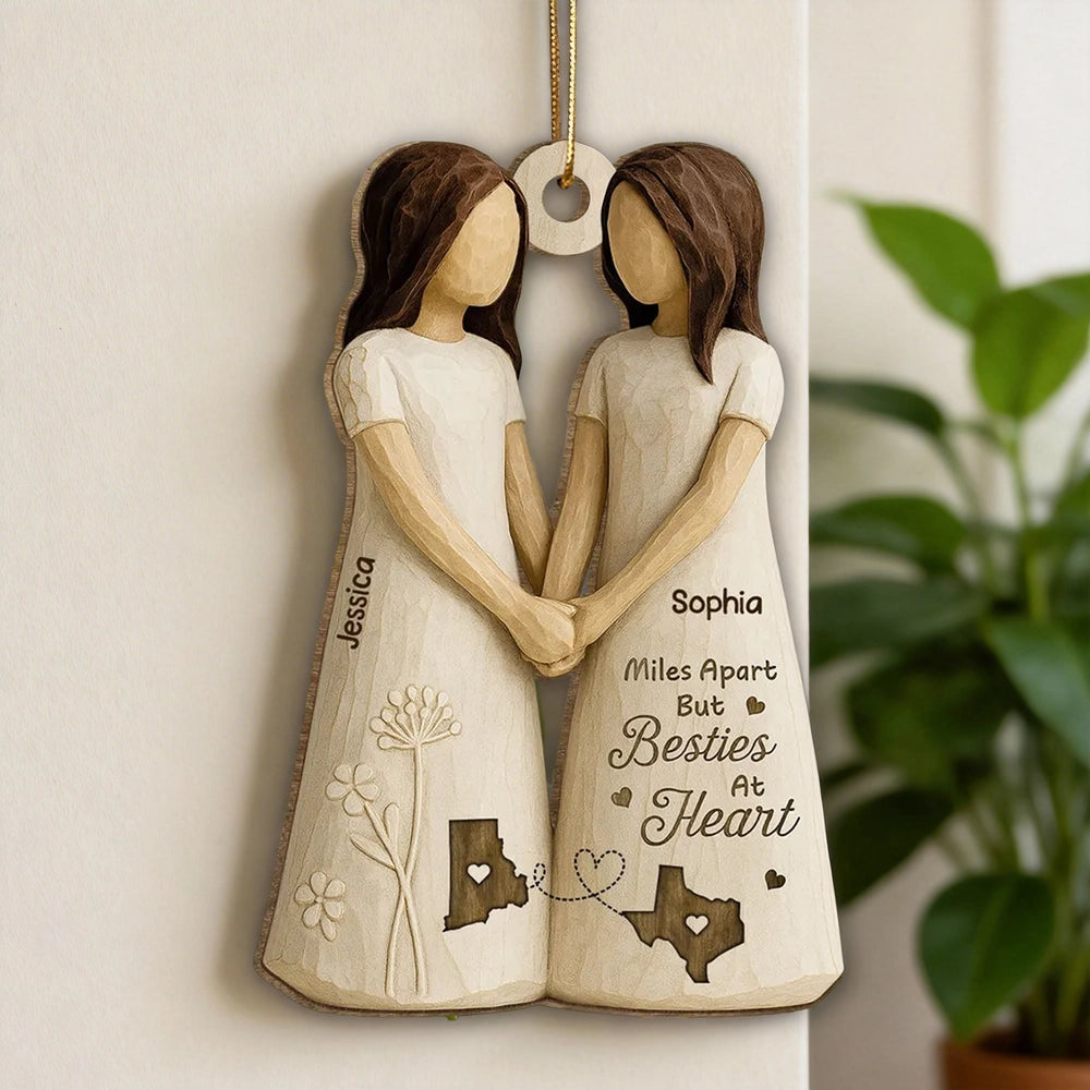 Personalized Best Friends Wooden Ornament for Long Distance Friendship - Sentimental Gift Ornament MagicInPrints