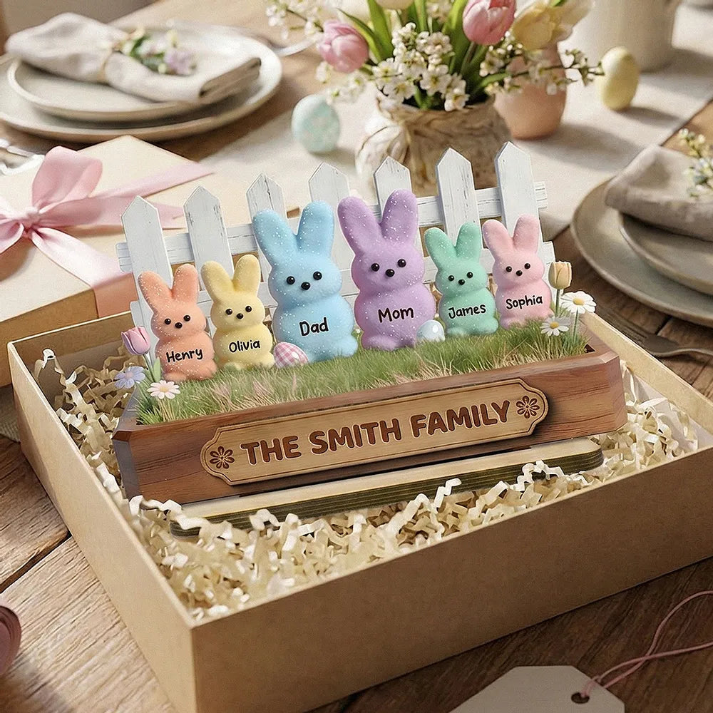 Personalized Family Bunny Easter Decoration Set - Custom Names for Spring Decor Plaque MagicInPrints