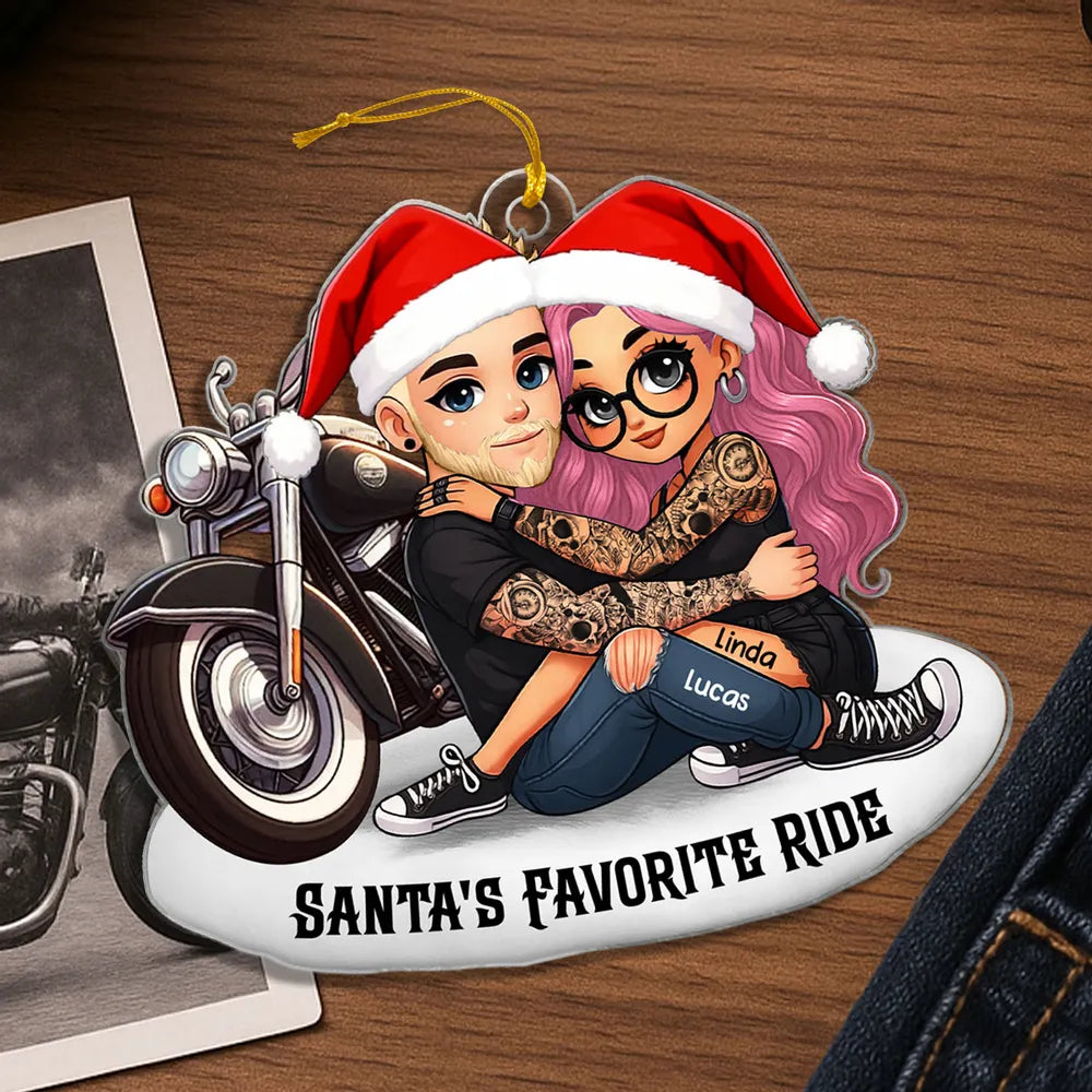 Personalized Couple Motorcycle Ornament for Bikers - Romantic Gift Ornament MagicInPrints