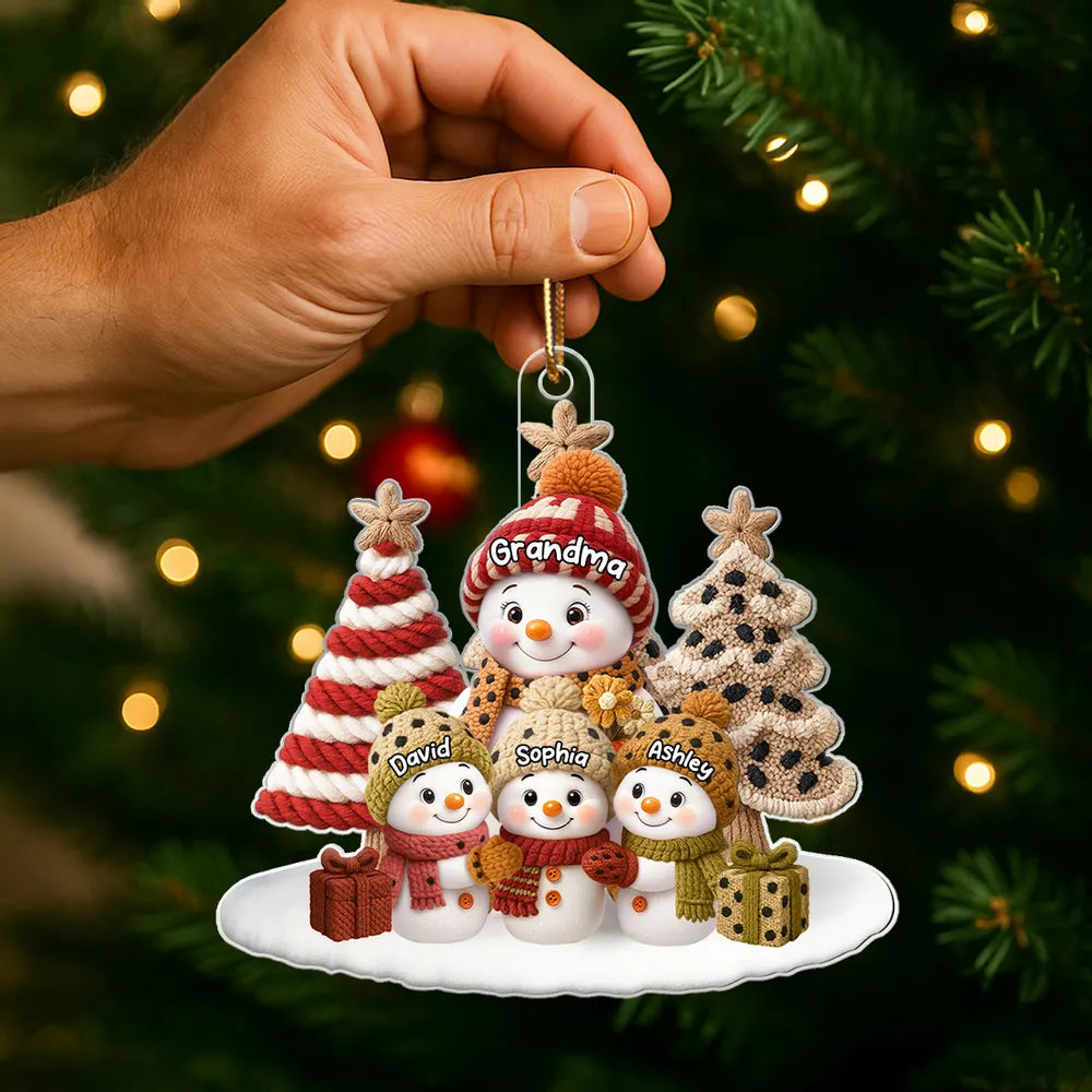 Custom Family Snowman Ornament for Christmas - Personalized Gift for Grandma Ornament MagicInPrints
