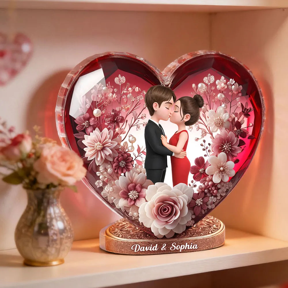 Personalized Heart-Shaped Crystal Keepsake for Couples - Romantic Gift Plaque MagicInPrints