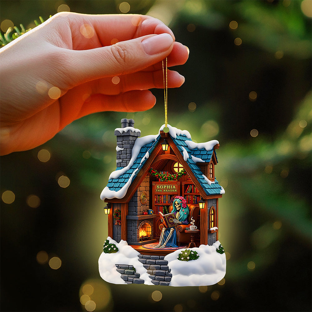 "Celebrate Your Love for Books" - Custom Book Lover Skull Ornament - Unique Personalized Gifts for Readers Ornament PopCulturePrints