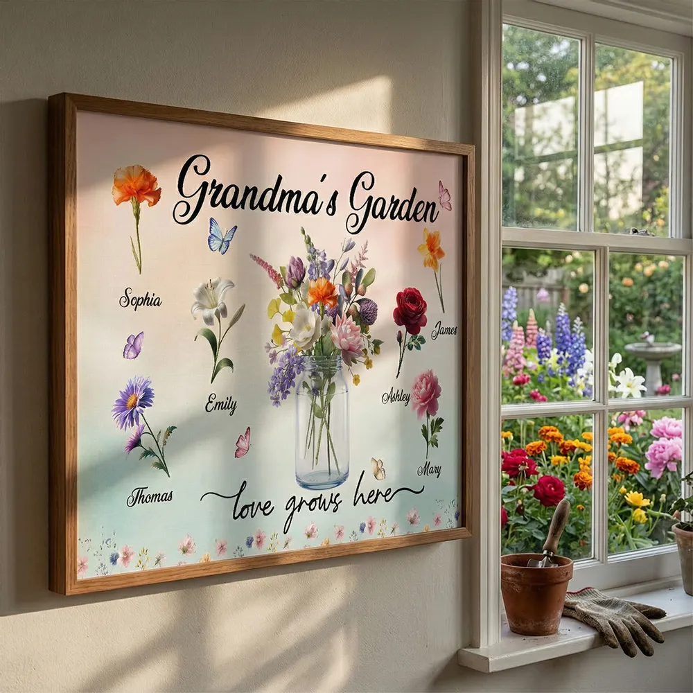 Personalized Floral Canvas Art for Grandma - Custom Family Names Poster or Canvas MagicInPrints