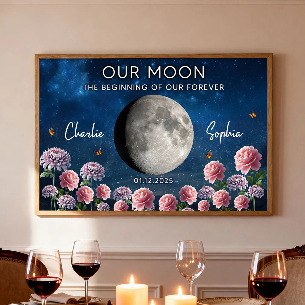 Personalized Moon Phase Wall Art for Couples - Romantic Anniversary Gift Poster or Canvas MagicInPrints