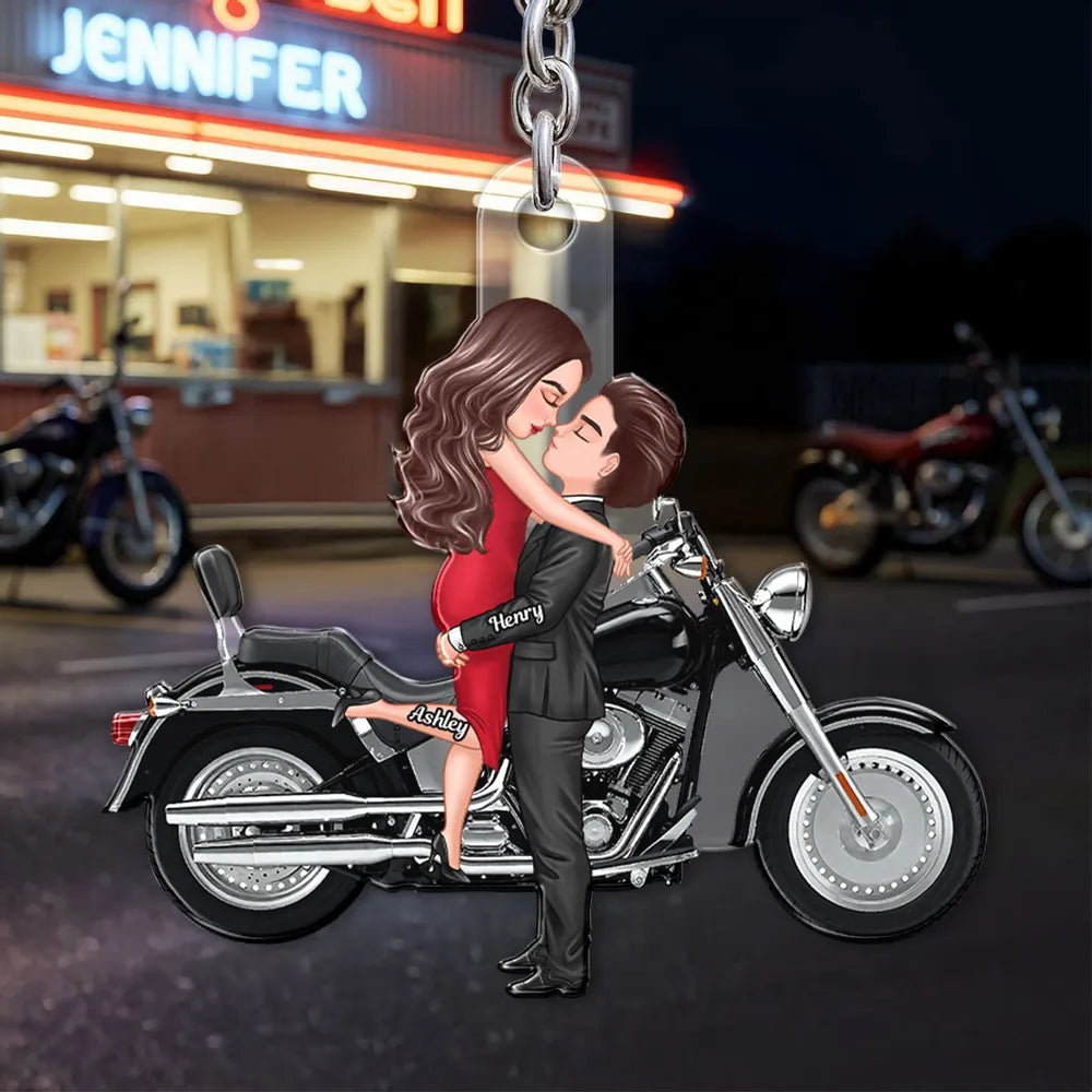 Personalized Couple Keychain for Bikers - Romantic Gift Keychain MagicInPrints