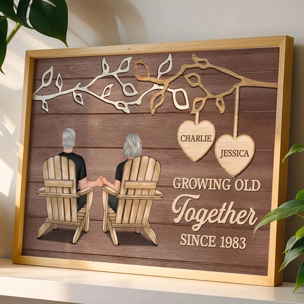 Personalized Anniversary Canvas for Couples - Growing Old Together Since 1983 Poster or Canvas MagicInPrints