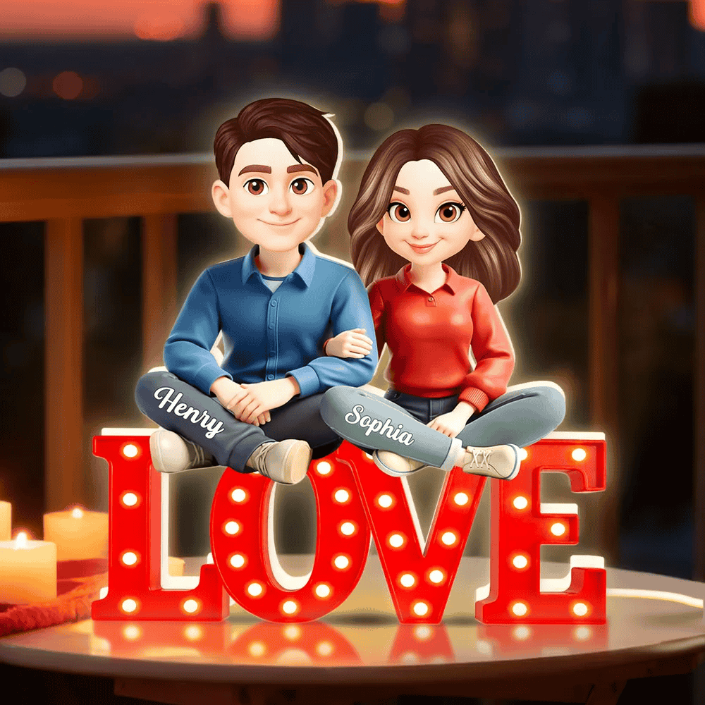 Custom Couple Figurine Love Sign for Romantic Gift - Personalized Home Decor Plaque MagicInPrints