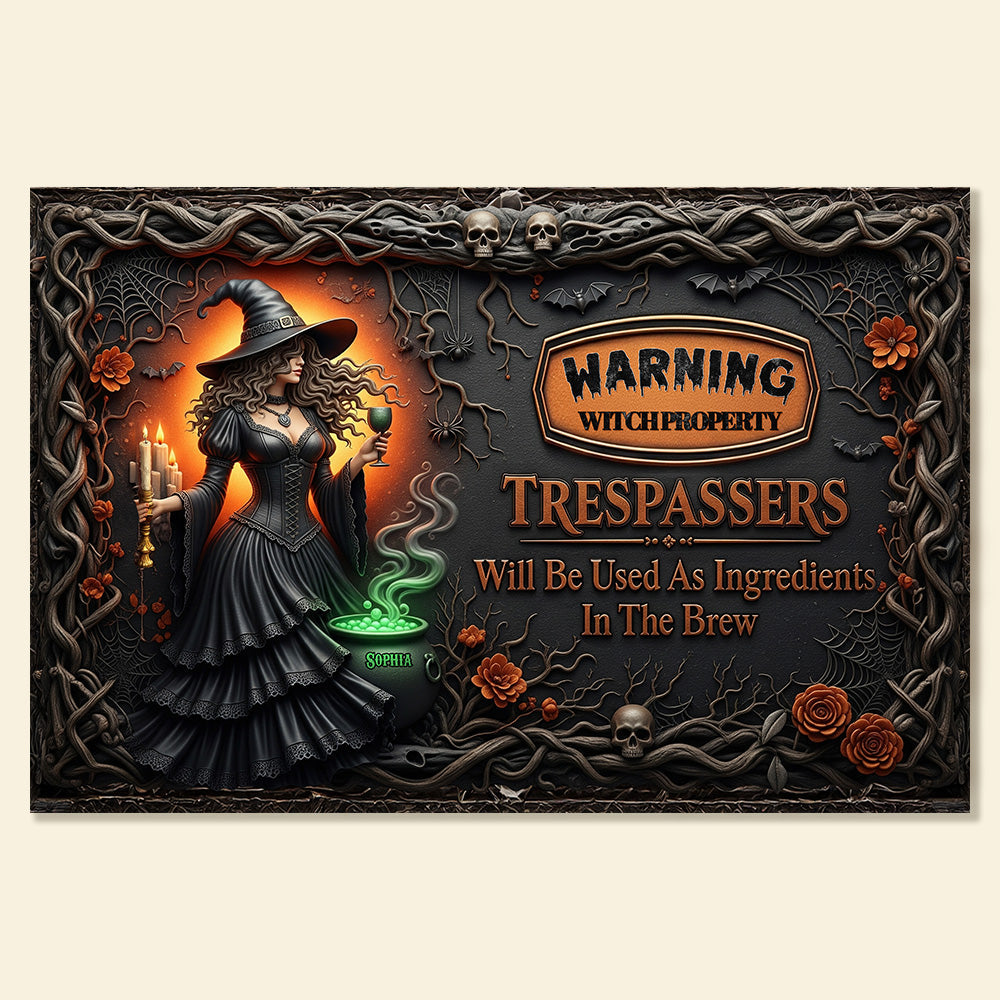 Witch's Warning Metal Sign - Personalized Gift for Witch Fans Metal Signs MagicInPrints