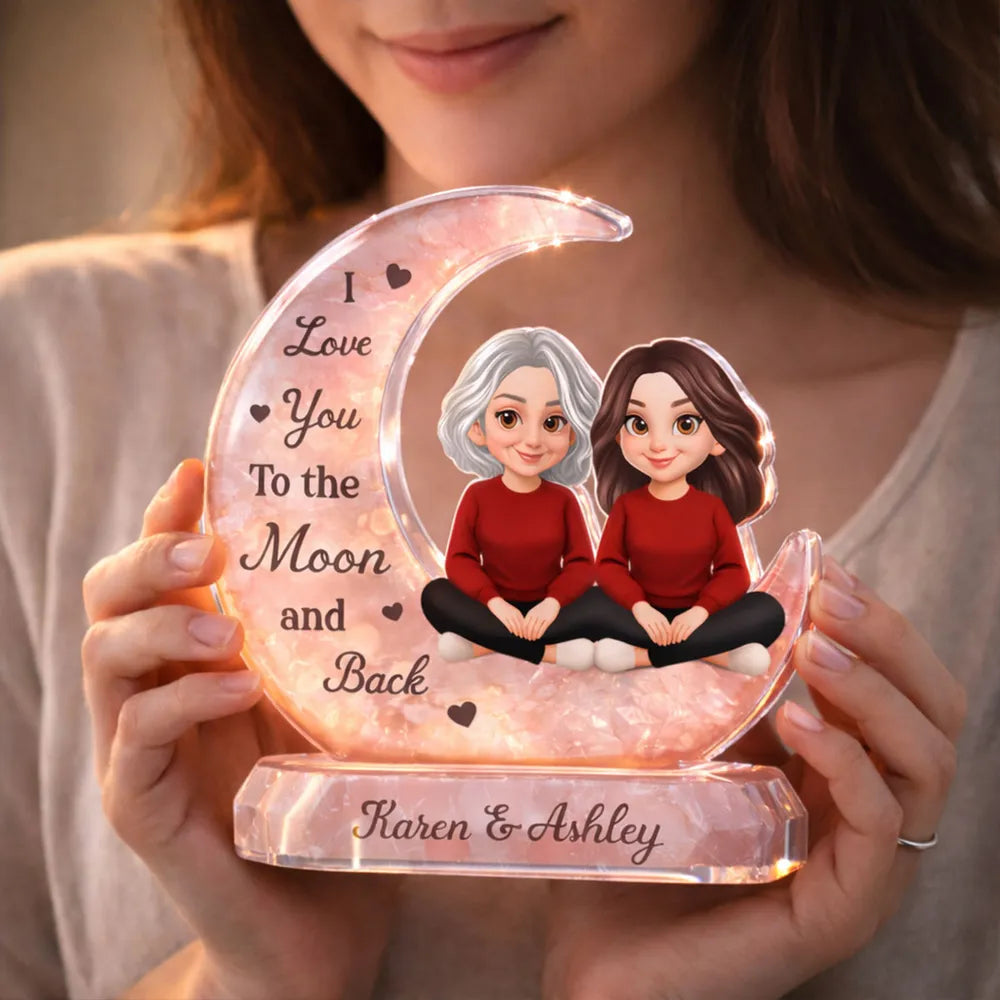 Personalized Moon-Shaped Acrylic Plaque for Couples - Sentimental Gift Plaque MagicInPrints