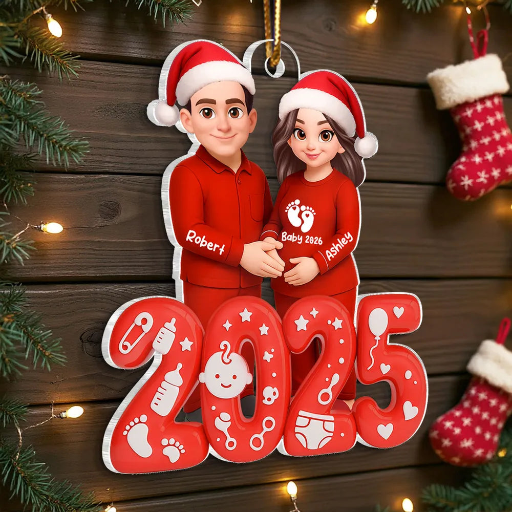 Personalized Couple Christmas Ornament for Expecting Parents - 2025 Holiday Keepsake Ornament MagicInPrints