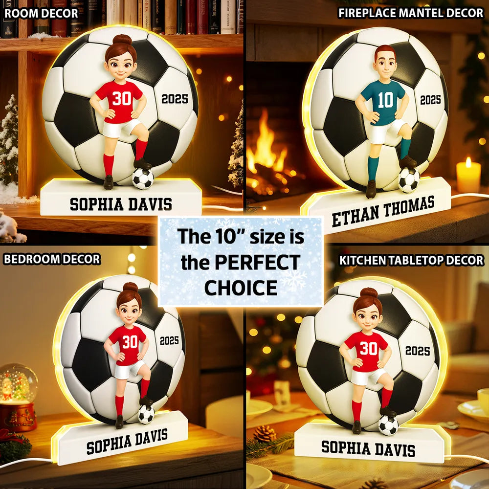 Custom Soccer Player LED Lamp for Kids - Personalized Sports Gift Plaque MagicInPrints