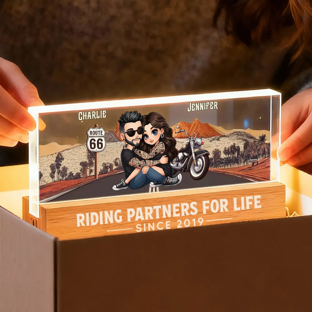 Personalized LED Light for Couples - Riding Partners for Life Gift Plaque MagicInPrints