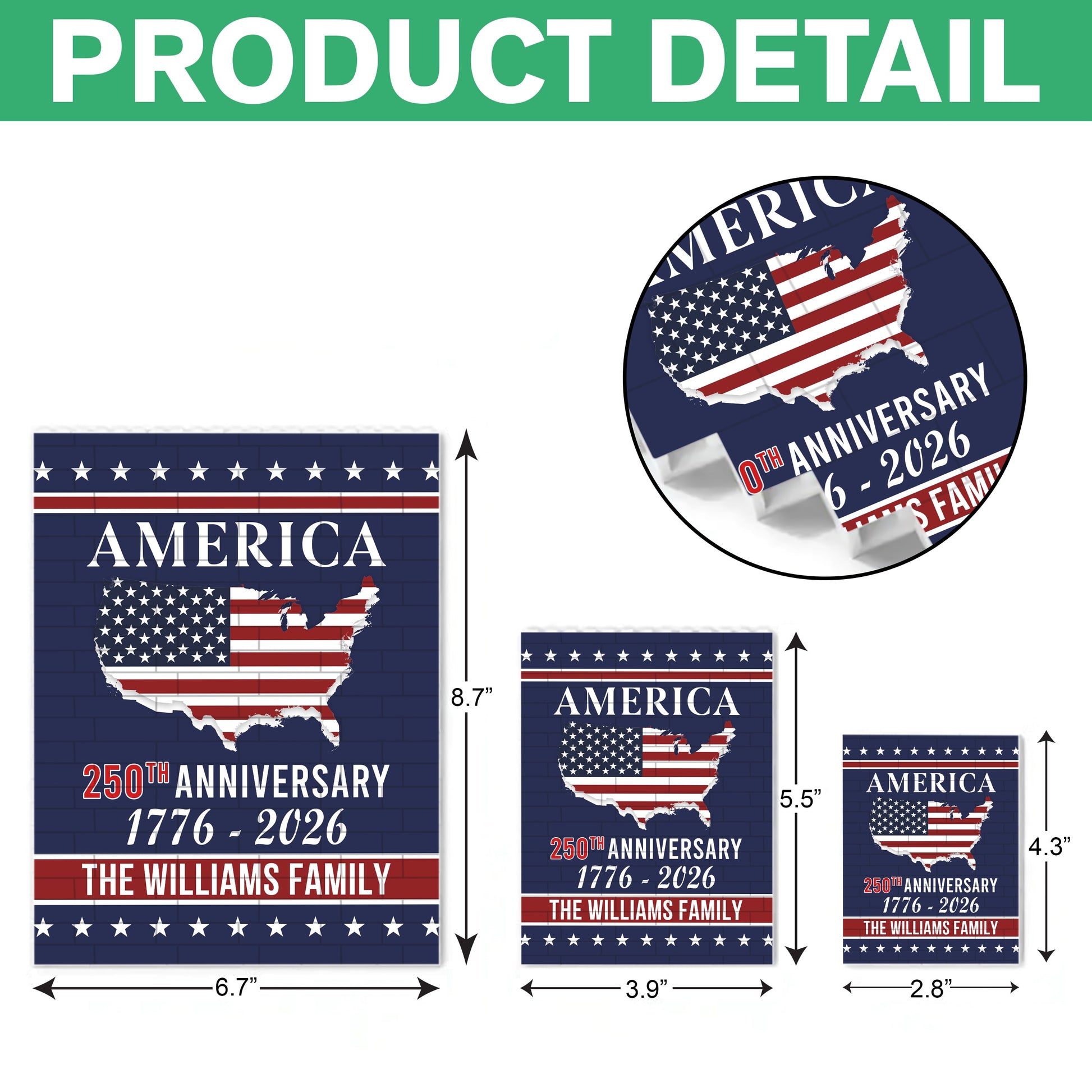 Personalized American Flag Canvas for Families - 250th Anniversary Celebration Plaque MagicInPrints