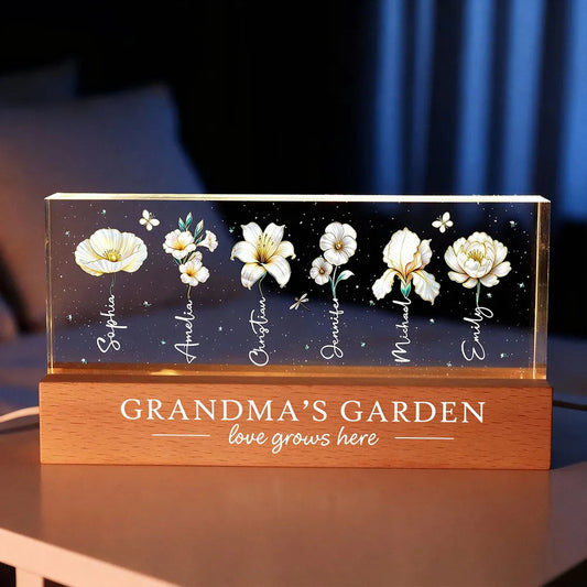 Personalized Acrylic Flower Block for Grandma - Custom Names Gift Plaque MagicInPrints