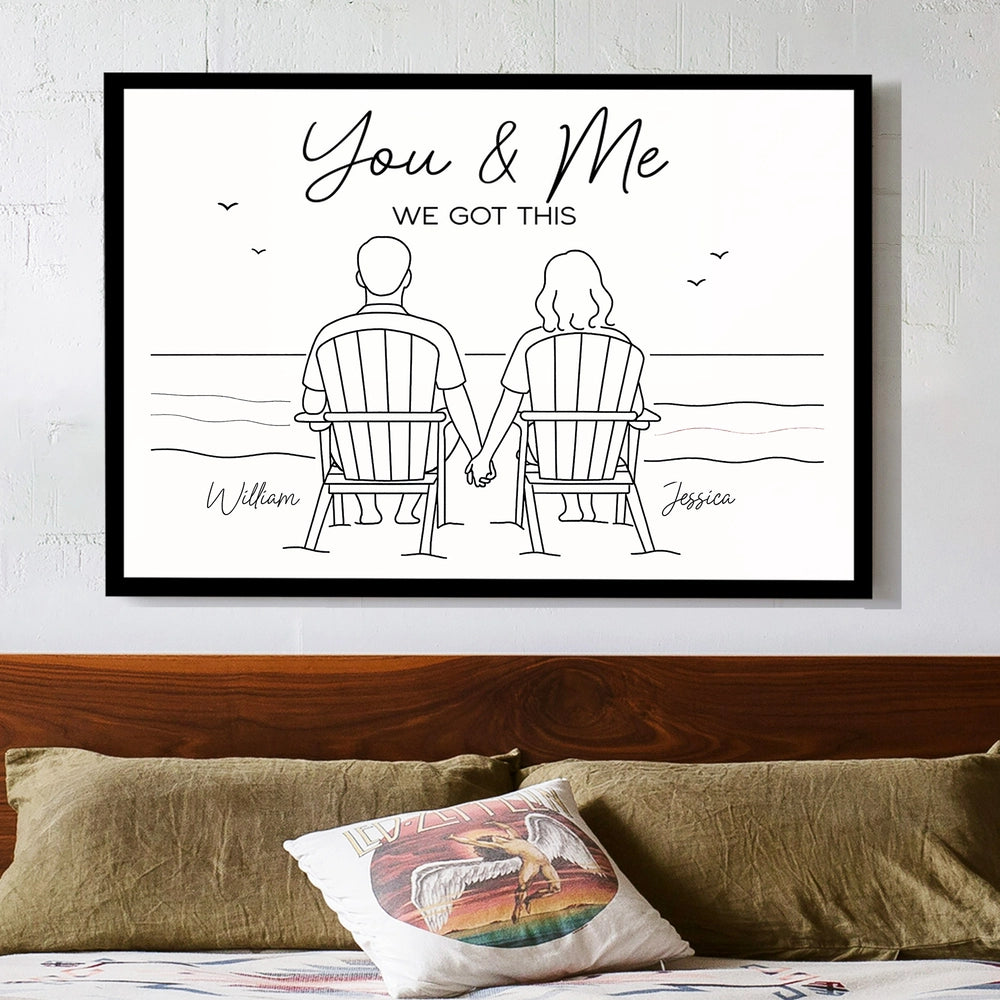 Personalized Couple Illustration Canvas Art - Romantic Gift for Couples Poster or Canvas MagicInPrints