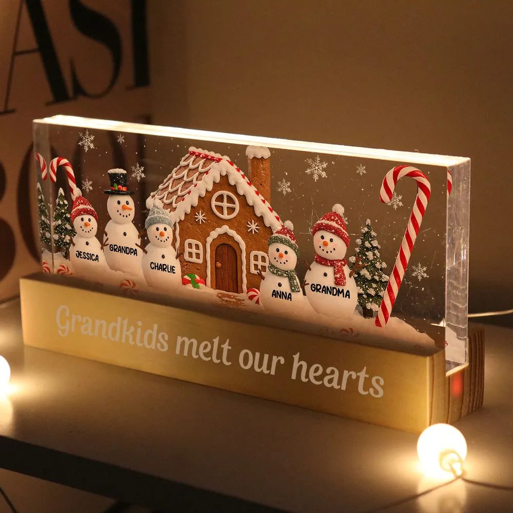 Personalized Christmas Snowman Family Light Box for Grandparents - Holiday Decoration Plaque MagicInPrints