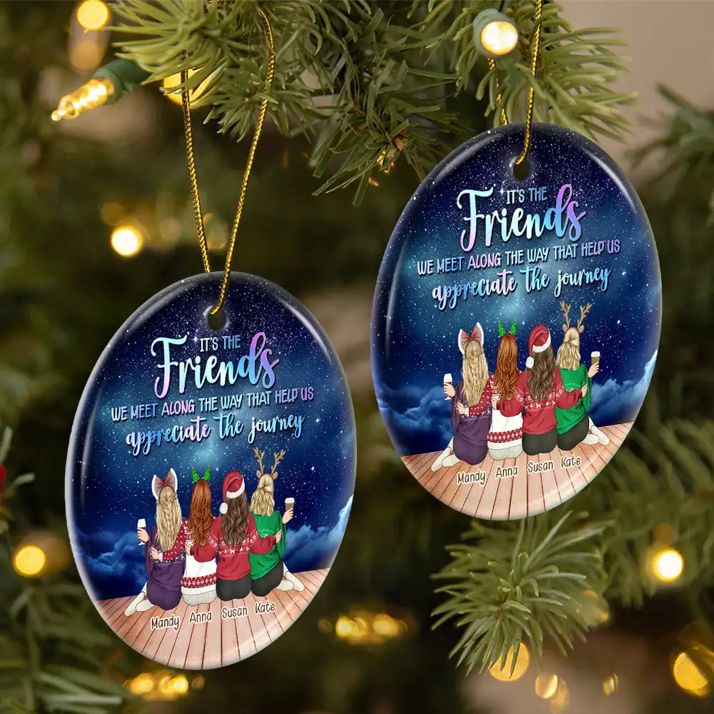 Celebrate Friendship Through Every Adventure – Personalized Ceramic Ornament – Gift for Friends Ceramic Ornament MagicInPrints