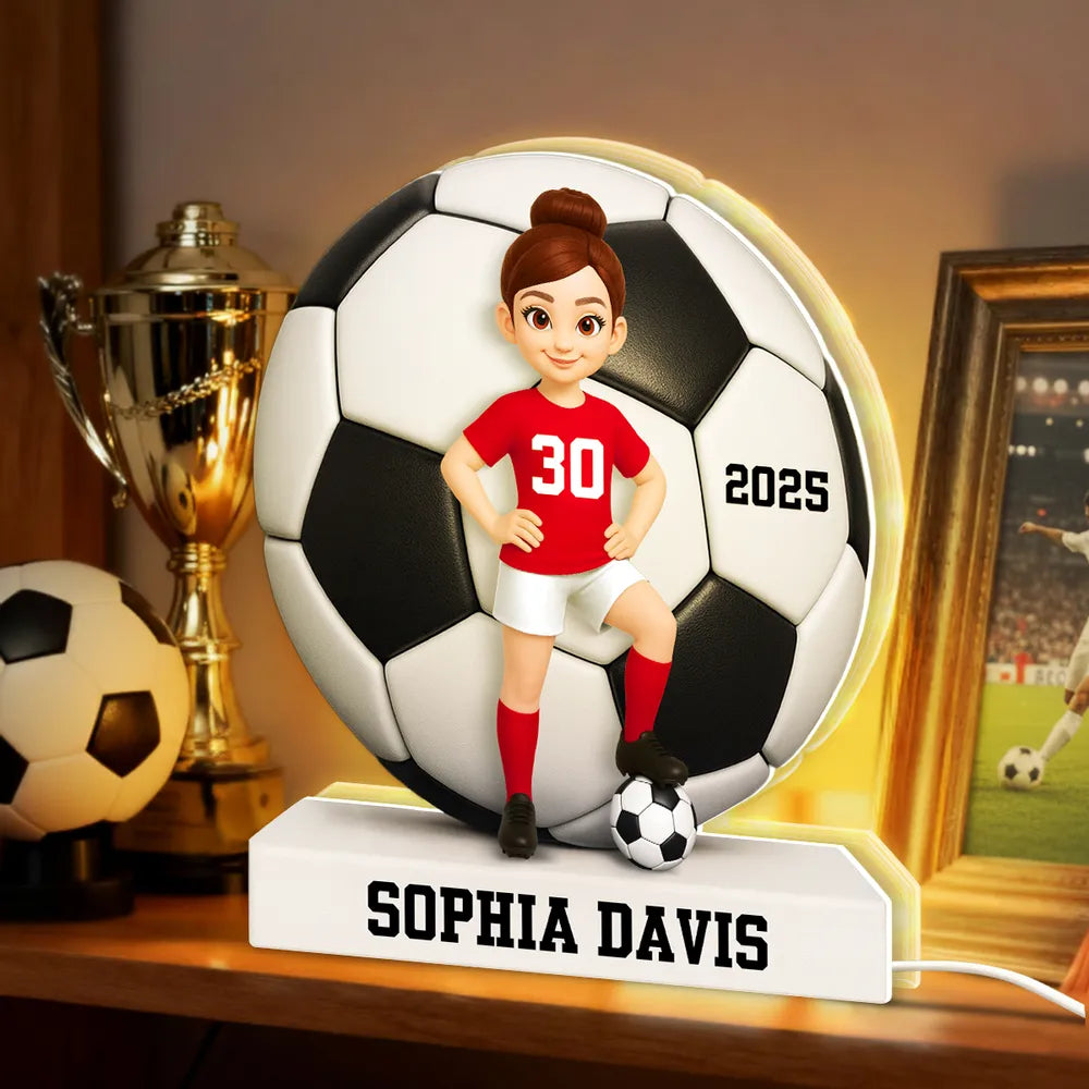 Custom Soccer Player LED Lamp for Kids - Personalized Sports Gift Plaque MagicInPrints