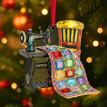 Load image into Gallery viewer, Sewing Machine Ornament - Personalized Gift for Sewing Lovers | Celebrate Creativity Ornament PopCulturePrints
