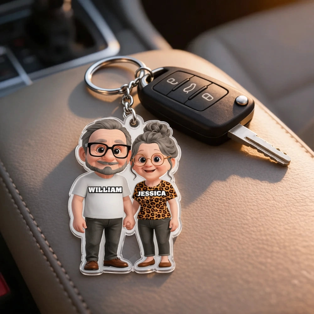 Personalized Couple Car Ornament for Grandparents - Cute Rearview Mirror Decoration Car Hanger MagicInPrints